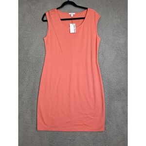 Nine‎ West Dress Womens Medium Coral Sleeveless Sheath Stretch Casual Summer New